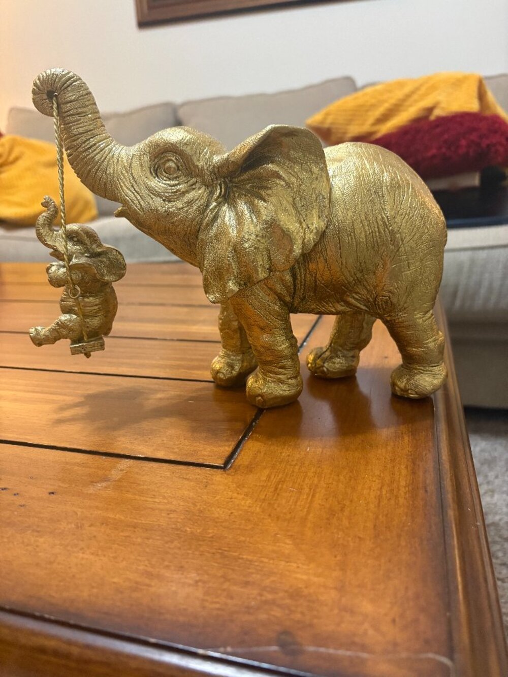 Gold painted elephant figurine